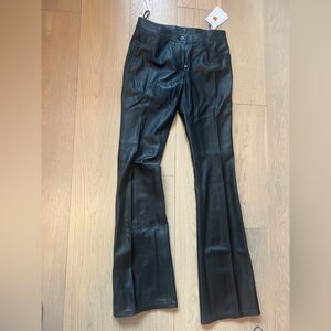 Off-White Black Leather Pants with Branded Tags